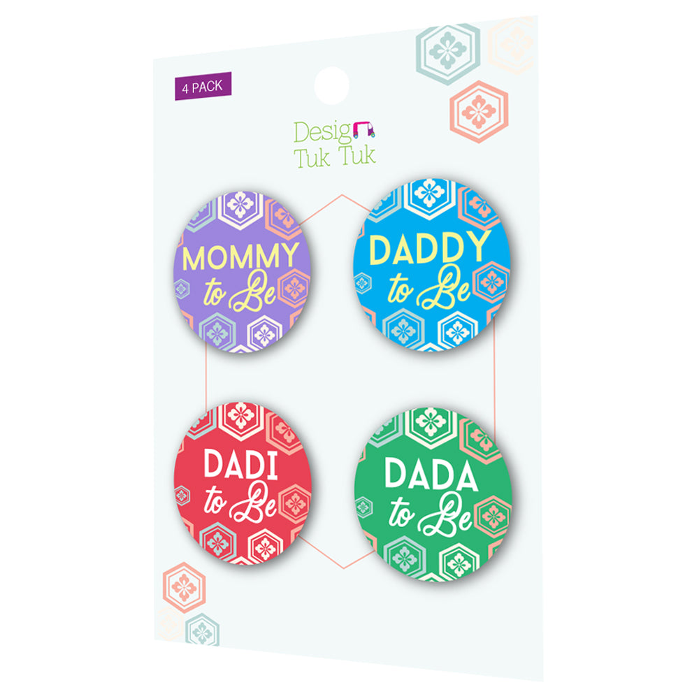 Baby Shower Badges (Pattern Design) Set of 5 Pin Badges